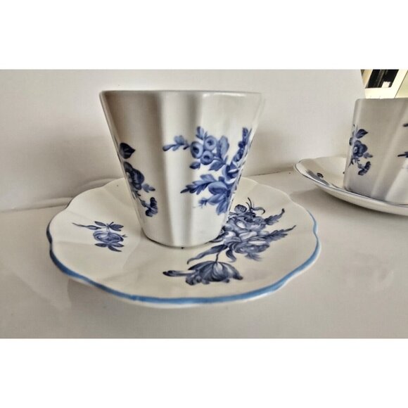 Vintage Rosina England Tea Cup & Saucer Sets (2) Blue Roses - Picture 5 of 14